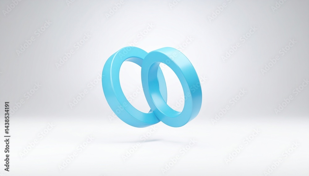 Poster dynamic blue rings interlocking abstract 3d animation modern design minimalist environment studio vi