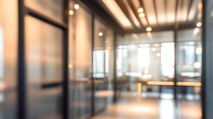 Blurred interior office scene with doorway modern workspace contemporary design calm environment