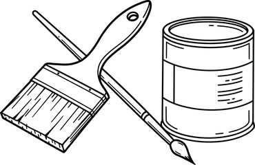 Paintbrush and Paint Can Vector Illustration