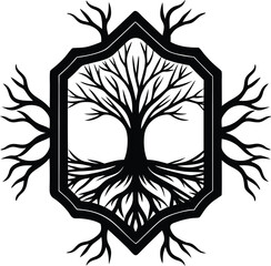 branches tree roots frame woodcut vintage © Chandro Protap Ray 