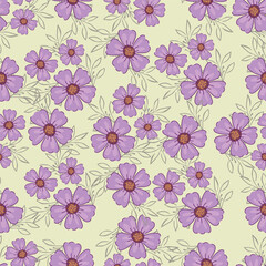 Botanical trendy seamless pattern. Flower and leaves abstract shape doodle art design for print, wallpaper, clipart, wall art for home decoration