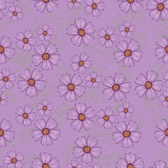 Abstract Digital Hand Drawn Seamless floral pattern background. ready for print digital flower textile allover design
