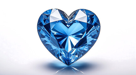 Fototapeta premium Blue Heart Shaped Diamond on a White Background