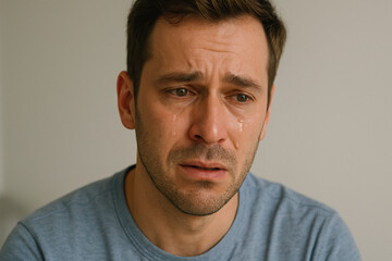 Fototapeta premium Sad Man Crying — Emotional Pain, Depression, and Mental Health Concept