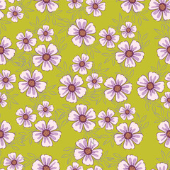 Abstract Digital Hand Drawn Seamless floral pattern background. ready for print digital flower textile allover design