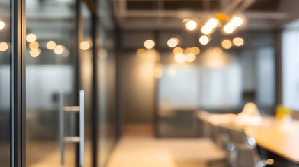 Fototapeta premium Business meeting room interior with blurred door modern office environment professional ambiance