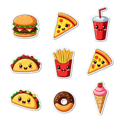 fast food icons set