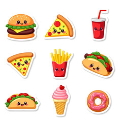 fast food icons set