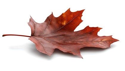 Dried brown maple leaf isolated on white