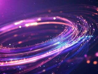 Colorful glowing lines form a dynamic circular pattern, radiating a futuristic vibe. The interplay of light and color captures an intriguing essence that sparks imagination.