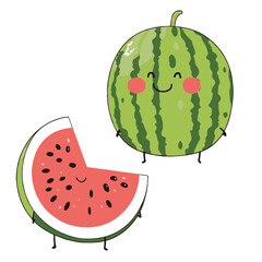 Flat design vector illustration of a watermelon