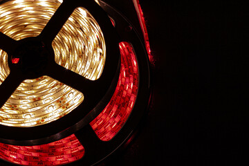 LED strip roll with red and white lights