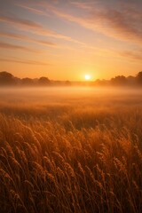 Obraz premium Sunlit Mist Across Morning Meadow