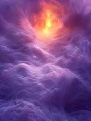 Fototapeta premium Dreamlike purple and orange cloudscape. A surreal, ethereal image evoking feelings of peace, mystery, and the divine.