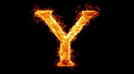 Fiery letter Y on black background, alphabet fire (1)