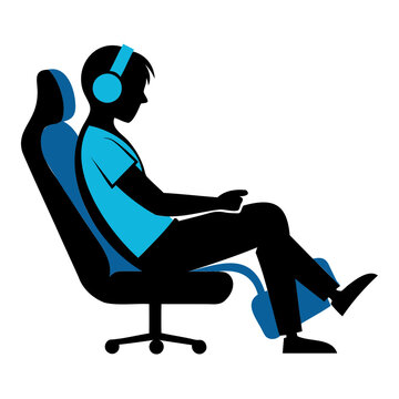 recommend clip art: Controller Holding Gamer in Reclining Chair Silhouette