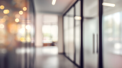 Blurred office interior with a blurred door modern workplace business environment soft focus