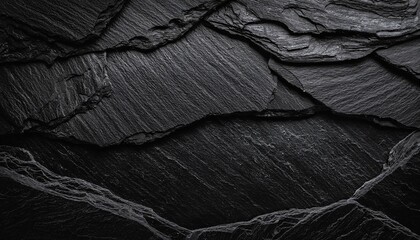 black grunge background black slate natural stone rough rocky pattern stone texture wallpaper background with space for design wide banner panoramic