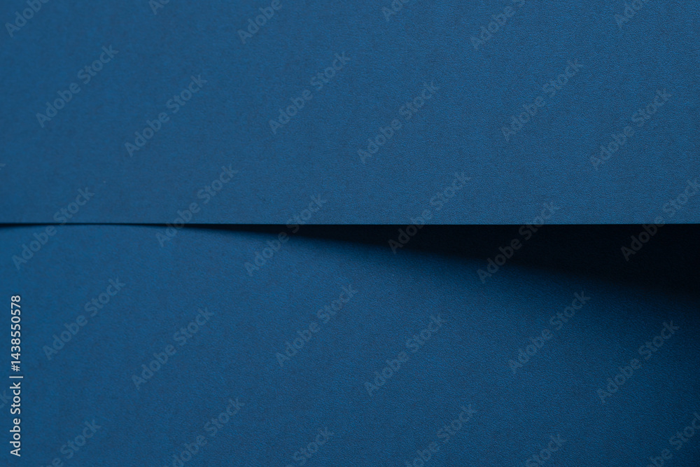 Poster blue paper texture with ocean blue and cobalt tones, sleek geometric lines and layered design, styli