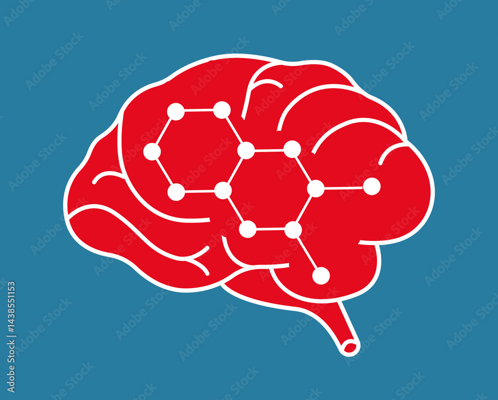 Poster brain with neural connections, symbolizing neuroscience, cognition, and artificial intelligence. the