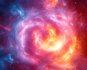 Obraz premium Swirling nebula of vibrant pink, blue, and orange hues