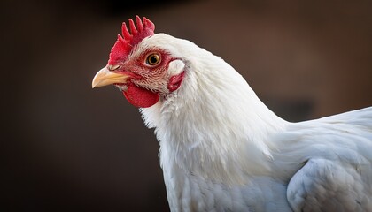 white chicken portrait a pristine white chicken stands majestically showcasing its smooth feathers and vibrant comb the bird s posture conveys a sense of calm confidence