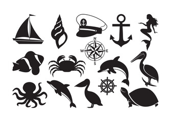 Nautical vector, Nautical clipart, Nautical silhouette
