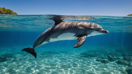 Fototapeta premium dolphin in the water, Generative Ai