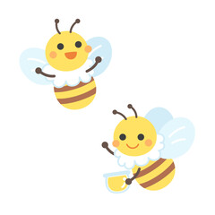 2匹のミツバチのイラスト