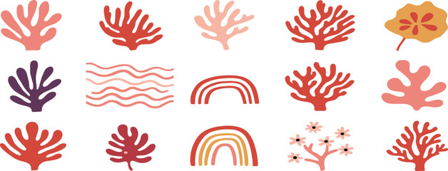  ocean and vacation theme, flowers and plants, floral botanic hand drawn design templates, modern art prints, surface design