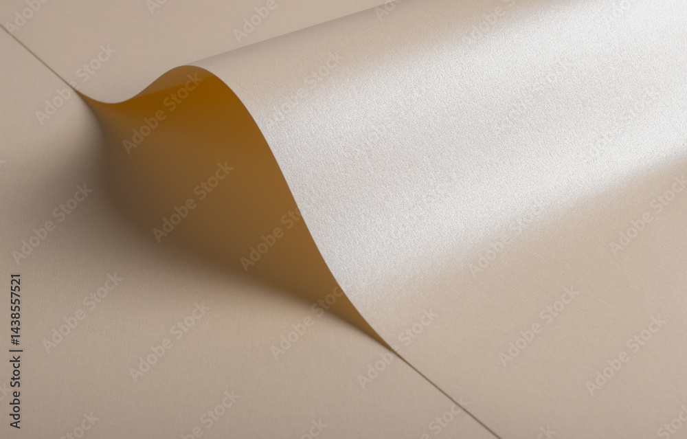 Poster creamy beige paper texture with a glossy, satin finish, featuring a gentle wave effect and shimmerin