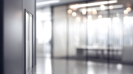 Blurred office interior with door modern workspace business environment professional viewpoint