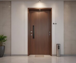 Sleek minimalist lobby door with modern service bell  , service, interior