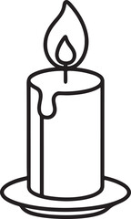 candle line art, black outline, vector and illustration, coloring book page line art drawing