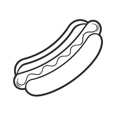 outline of a hot dog line art vector