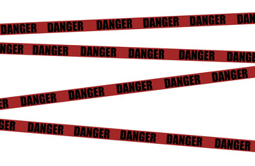 Danger tape. Red tape with black text danger do not enter for industrial safety, road, construction, hazard area