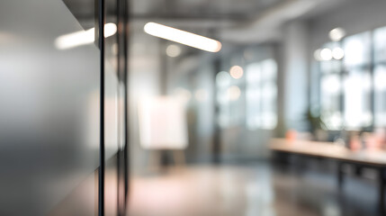 Dynamic blurred office interior with doorway modern workspace professional environment calming view