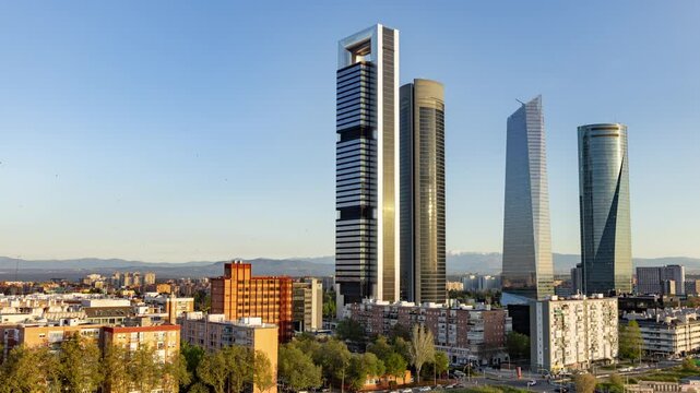Timelapse of the madrid financial district 