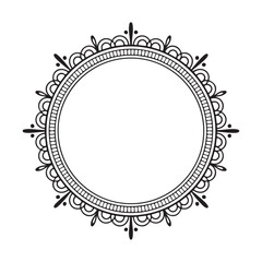 Elegant Black and White Doodle Monogram Frame Vector