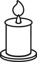 candle line art, black outline, vector and illustration, coloring book page line art drawing