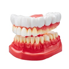 Obraz premium A dental model showing human teeth and gums, isolated on a white background