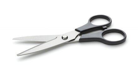 Pair of scissors on white background