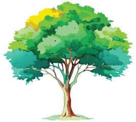hand drawn tree watercolor vector illustration on white background