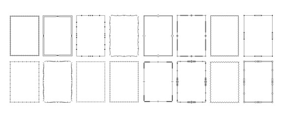 Simple frame. Line frames decorative outline stroke borders for menu, invitations and greeting cards in vintage Victorian style. Minimalists classic vector set