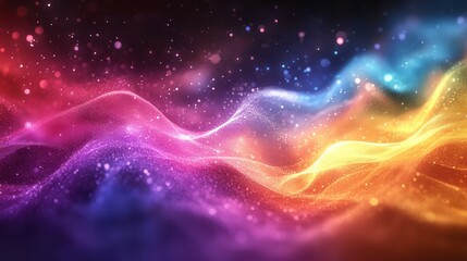 A holographic background with shifting colors, rainbow hues, and a futuristic touch