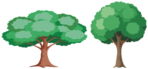 Tree with Green Leaves Vector Illustration
