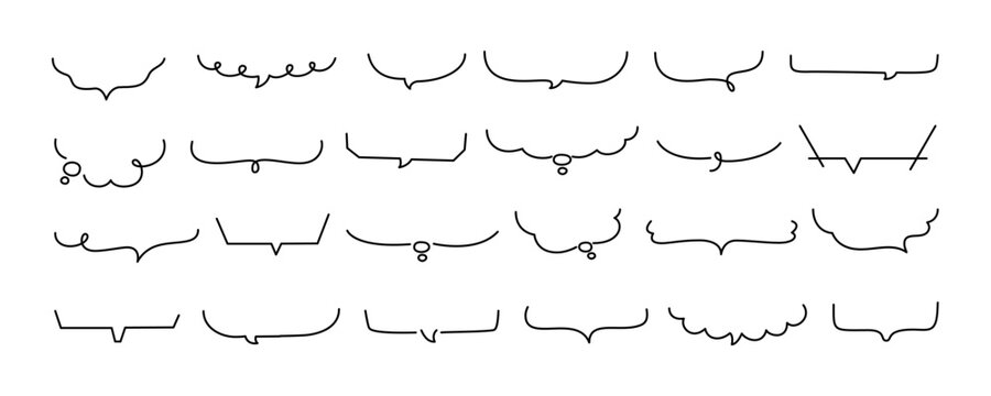 Line text frame. Speech bubble, linear simple dividers modern frame, speech bubbles and decorative text frames, elegant border elements. Vector set