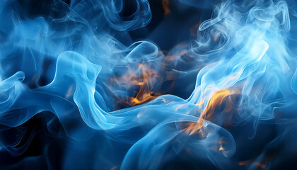 abstract background of blue smoke and fire shallow depth of field