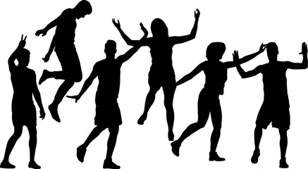 Man and woman dancing in different dynamic poses isolated silhouettes
