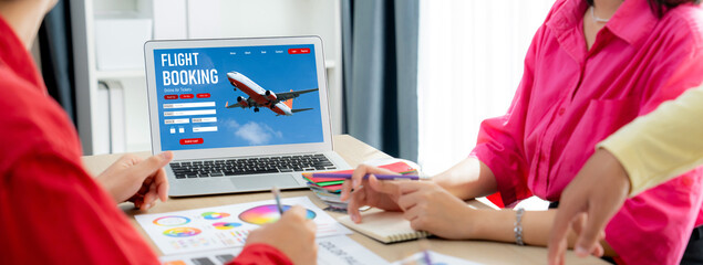 Online flight booking website provide brisk reservation system . Travel technology concept .
